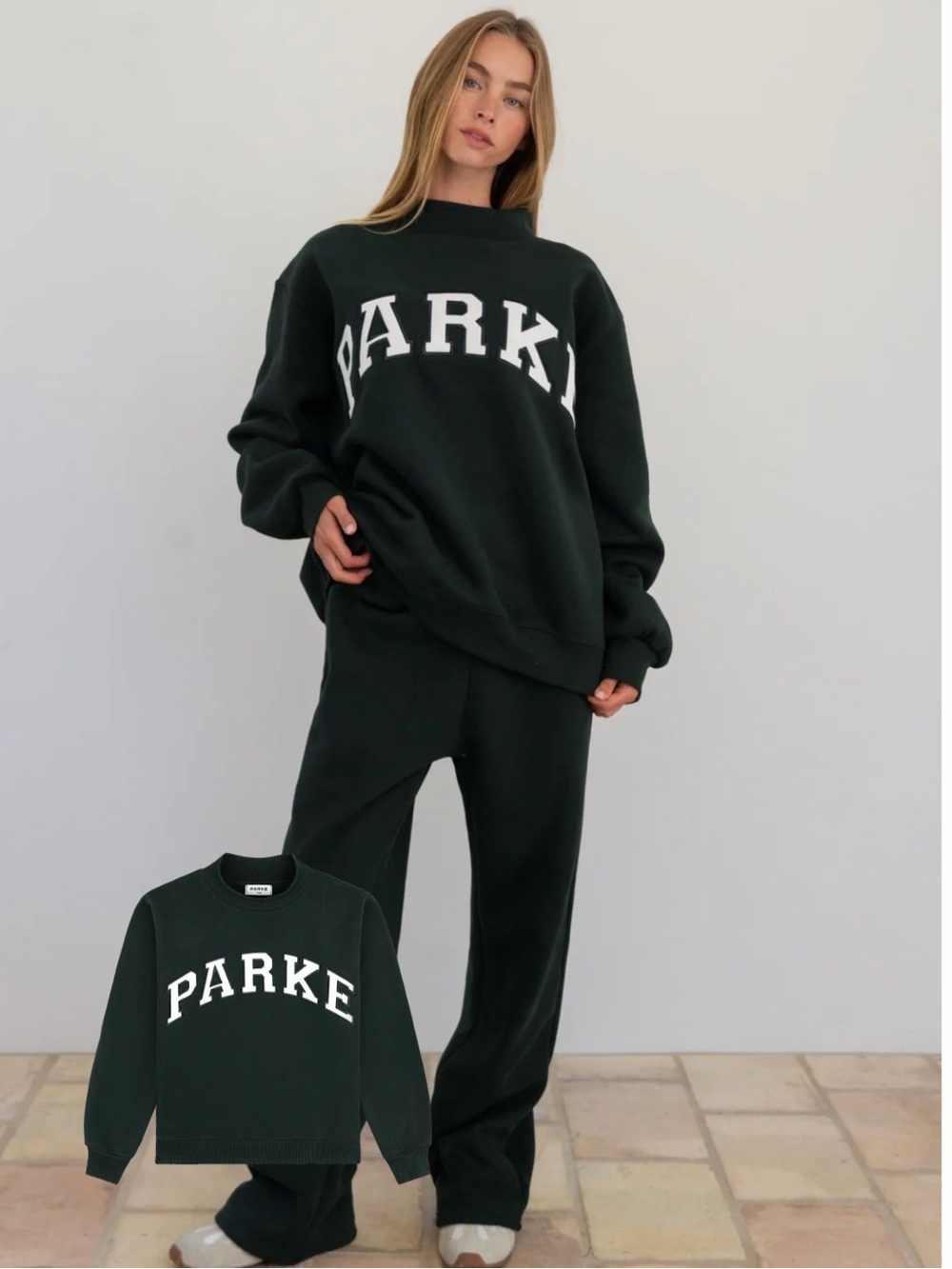 NWT Parke Forest Green Mockneck